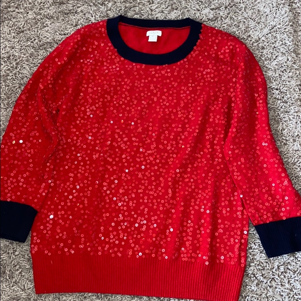 J. Crew red sequin sweater